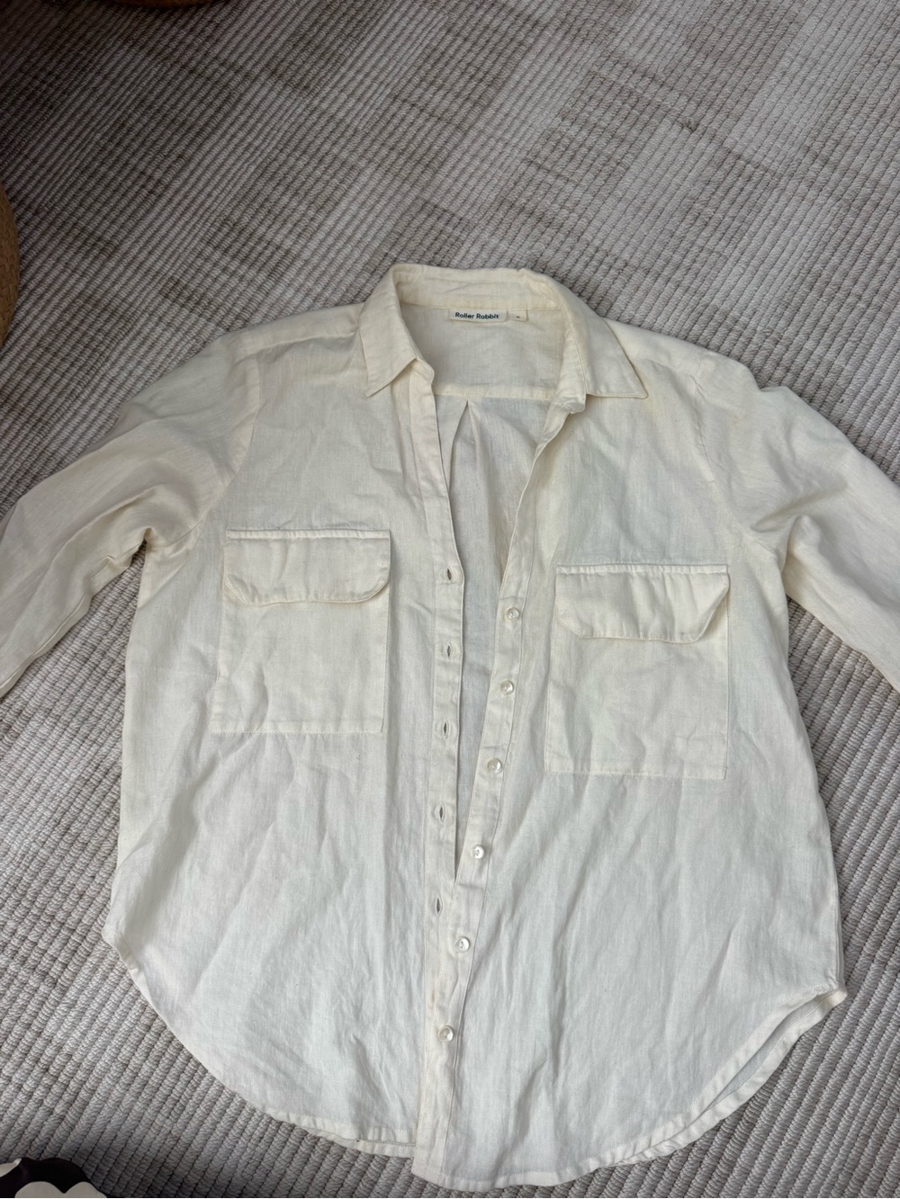 Roller Rabbit Cream Long-Sleeve Button-Down Shirt